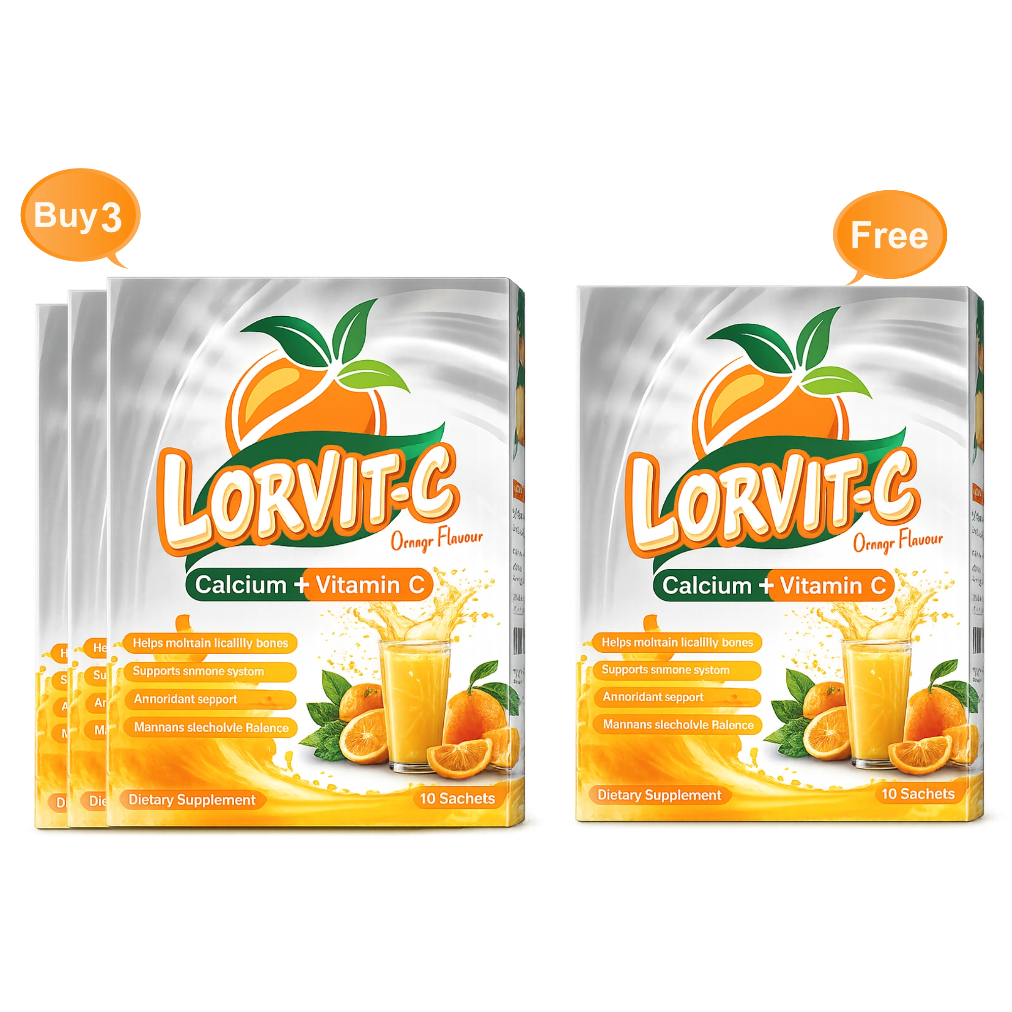 3 Lorvit C Sachet + 1 free Lorvit C